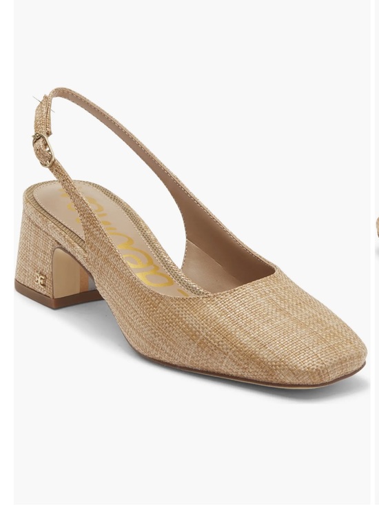 Sam Edelman Shoes - Sam Edelman Terra Slingback Raffia Pump Woven Slingback Block Heel Pumps - Tan 7